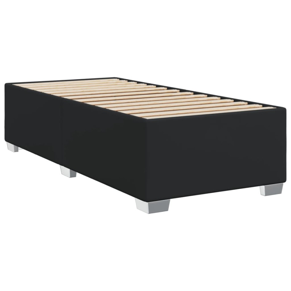 Cama box spring con colchón cuero sintético negro 90x190