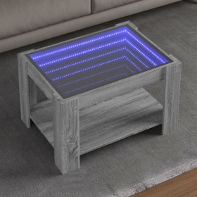 Mesa de centro y LED madera ingeniería gris Sonoma 73x53x45