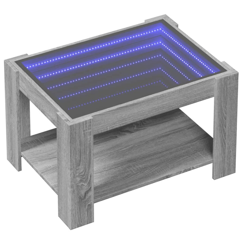 Mesa de centro y LED madera ingeniería gris Sonoma 73x53x45