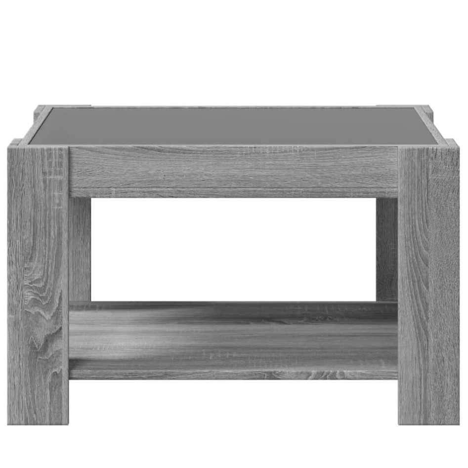 Mesa de centro y LED madera ingeniería gris Sonoma 73x53x45