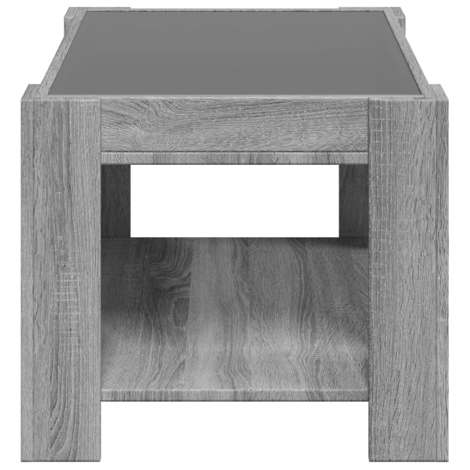 Mesa de centro y LED madera ingeniería gris Sonoma 73x53x45