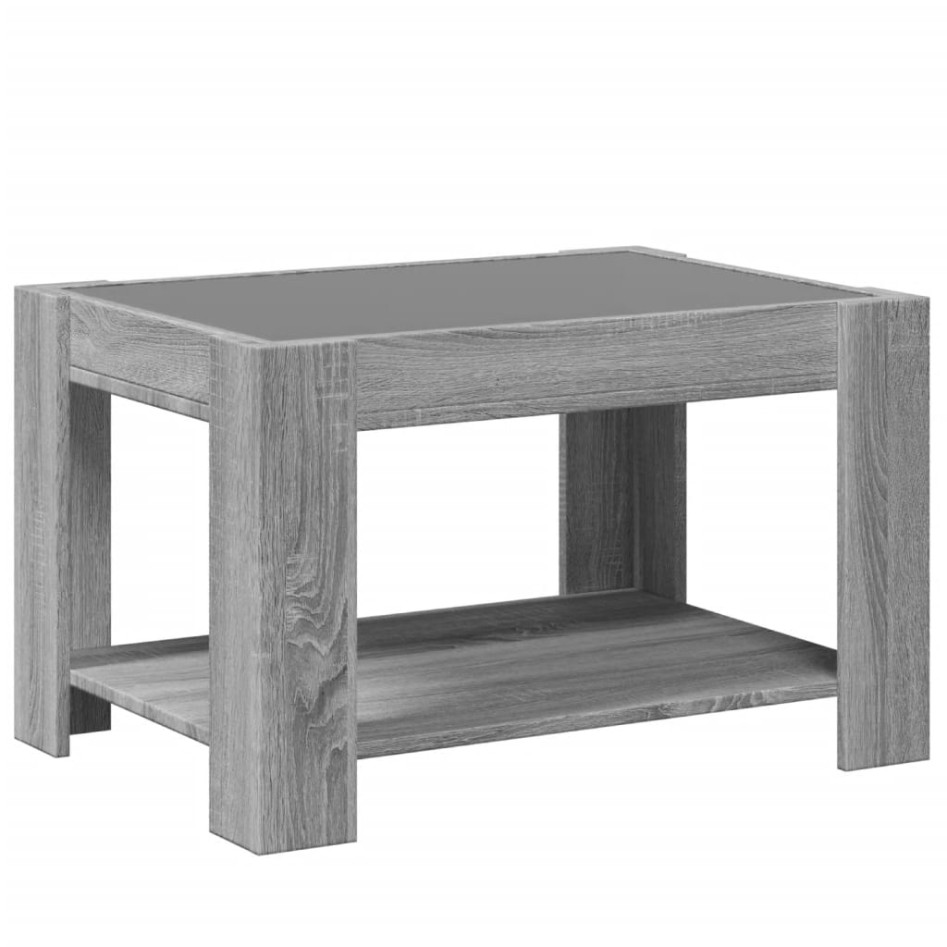 Mesa de centro y LED madera ingeniería gris Sonoma 73x53x45