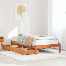 Estructura de cama sin colchón madera maciza marrón 75x190
