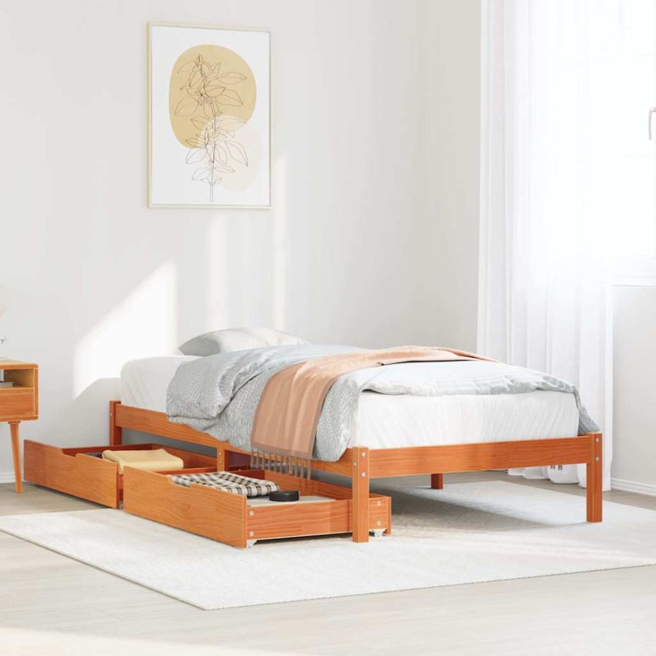 Estructura de cama sin colchón madera maciza marrón 75x190
