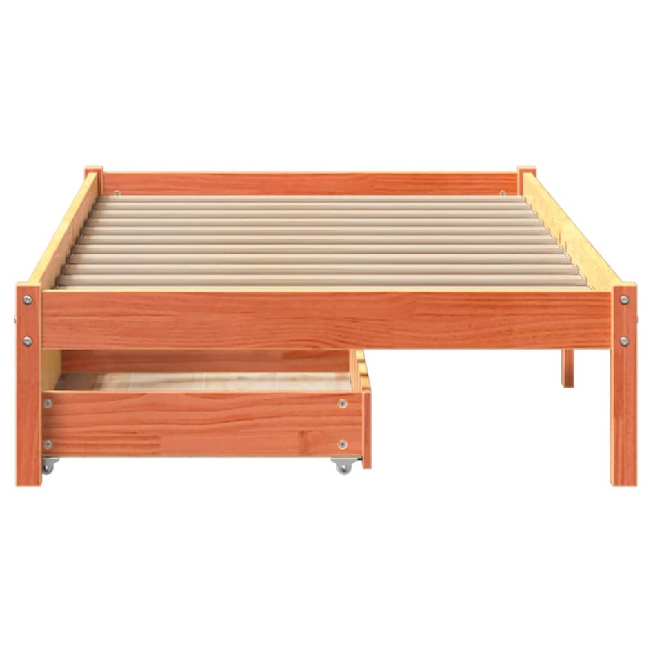 Estructura de cama sin colchón madera maciza marrón 75x190