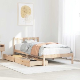 Estructura de cama sin colchón madera maciza pino 75x190