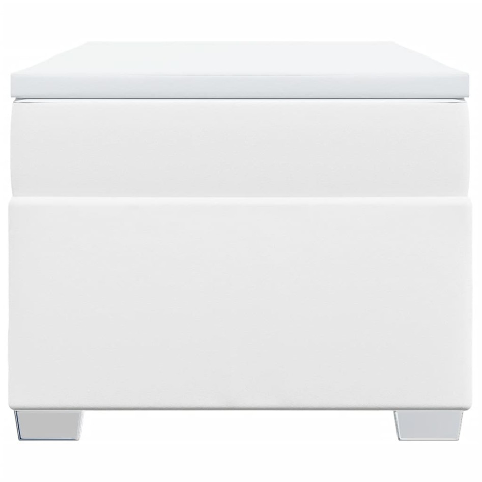 Cama box spring con colchón cuero sintético blanco 80x200