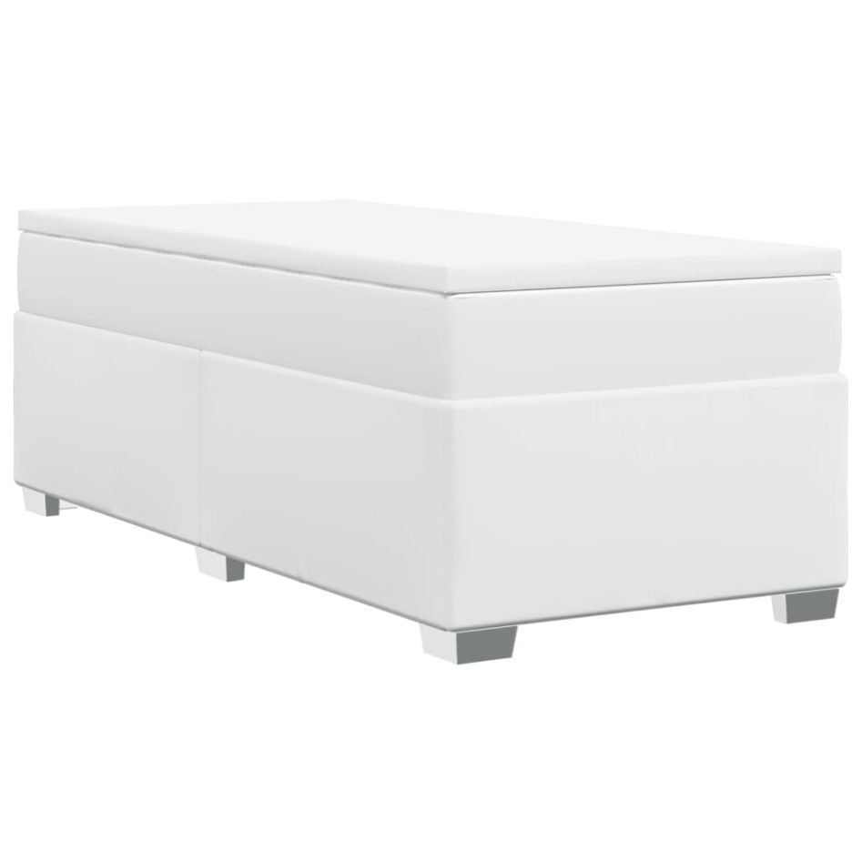 Cama box spring con colchón cuero sintético blanco 80x200