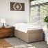 Cama box spring con colchón cuero sintético capuchino 90x190