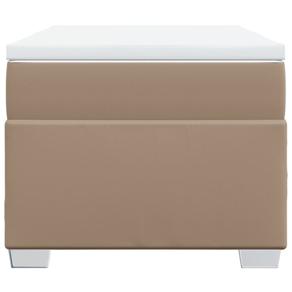 Cama box spring con colchón cuero sintético capuchino 90x190