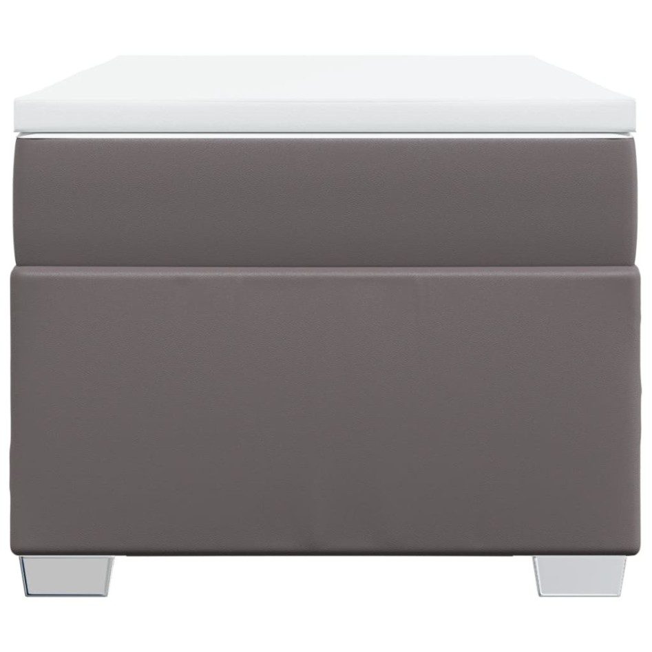 Cama box spring con colchón cuero sintético gris 100x200