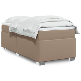 Cama box spring con colchón cuero sintético capuchino
