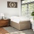 Cama box spring con colchón cuero sintético capuchino