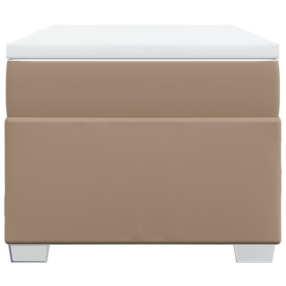 Cama box spring con colchón cuero sintético capuchino