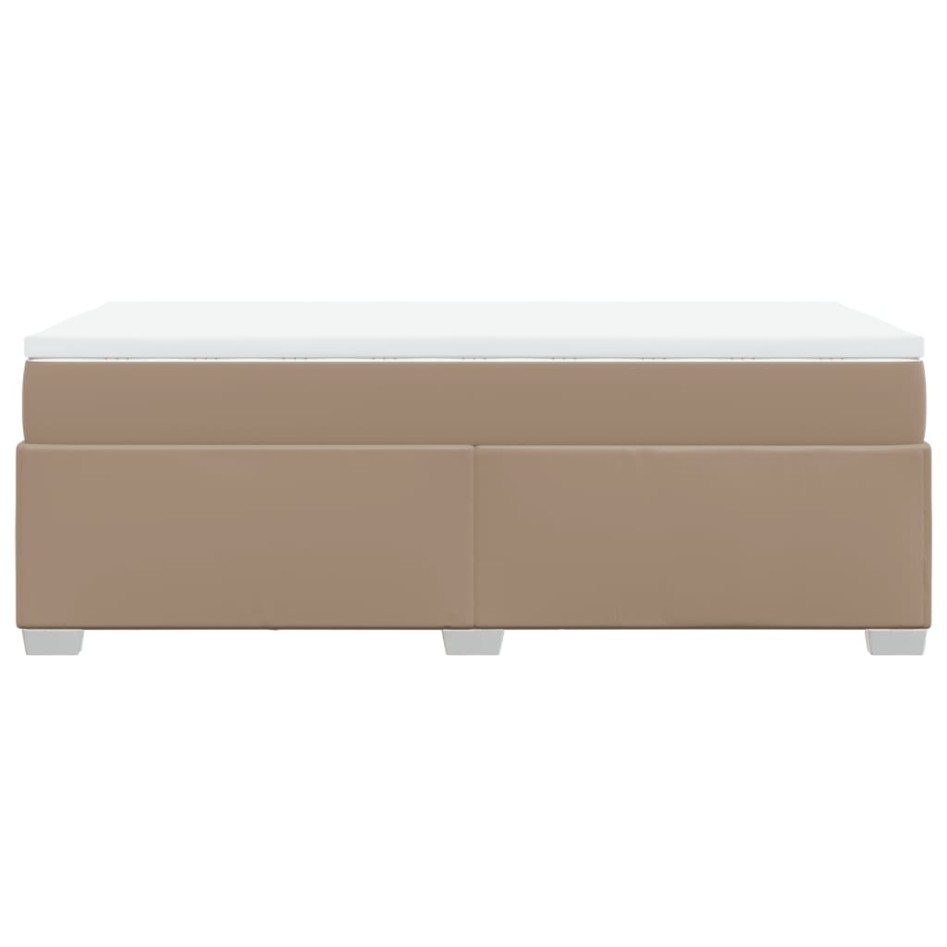 Cama box spring con colchón cuero sintético capuchino