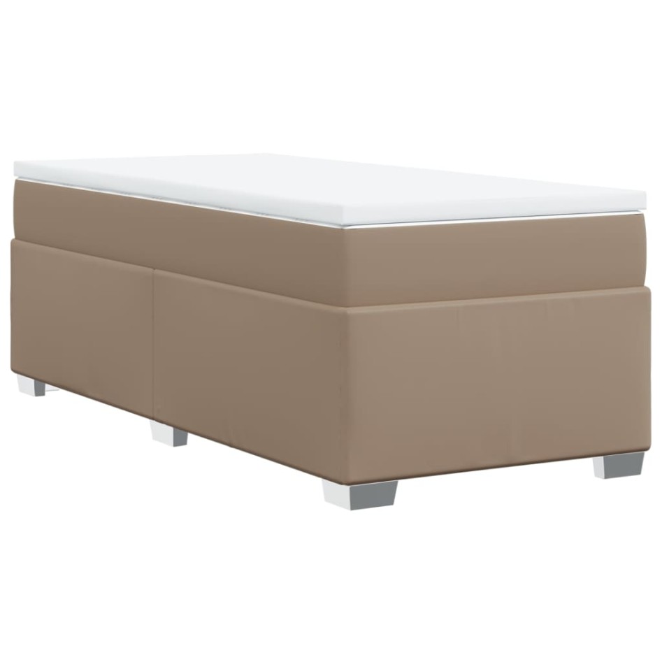 Cama box spring con colchón cuero sintético capuchino