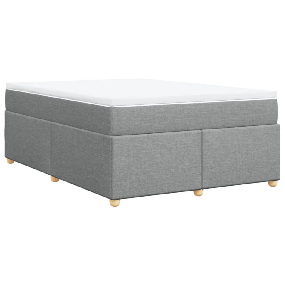 Cama box spring con colchón tela gris claro 160x200