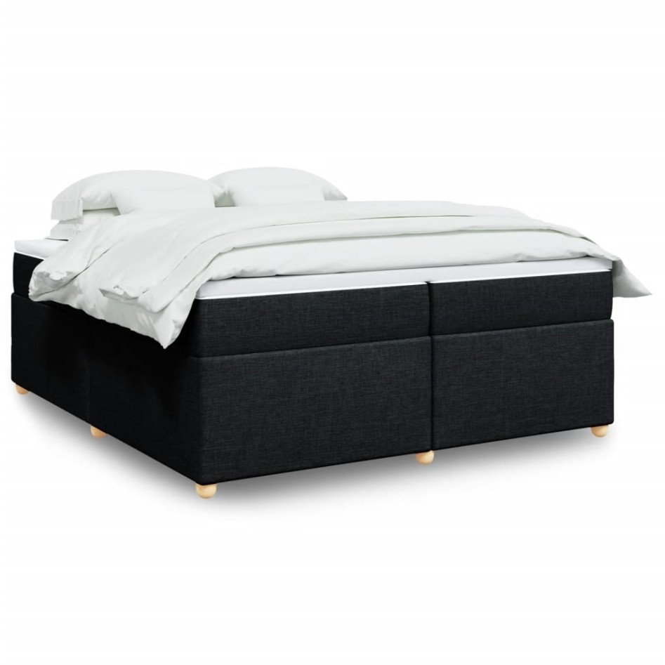 Cama box spring con colchón tela negro 200x200