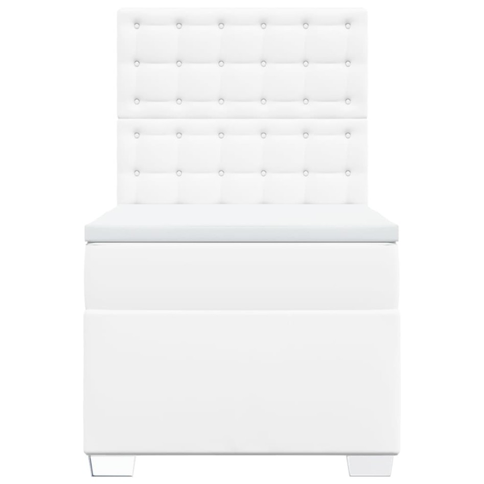 Cama box spring con colchón cuero sintético blanco 90x190