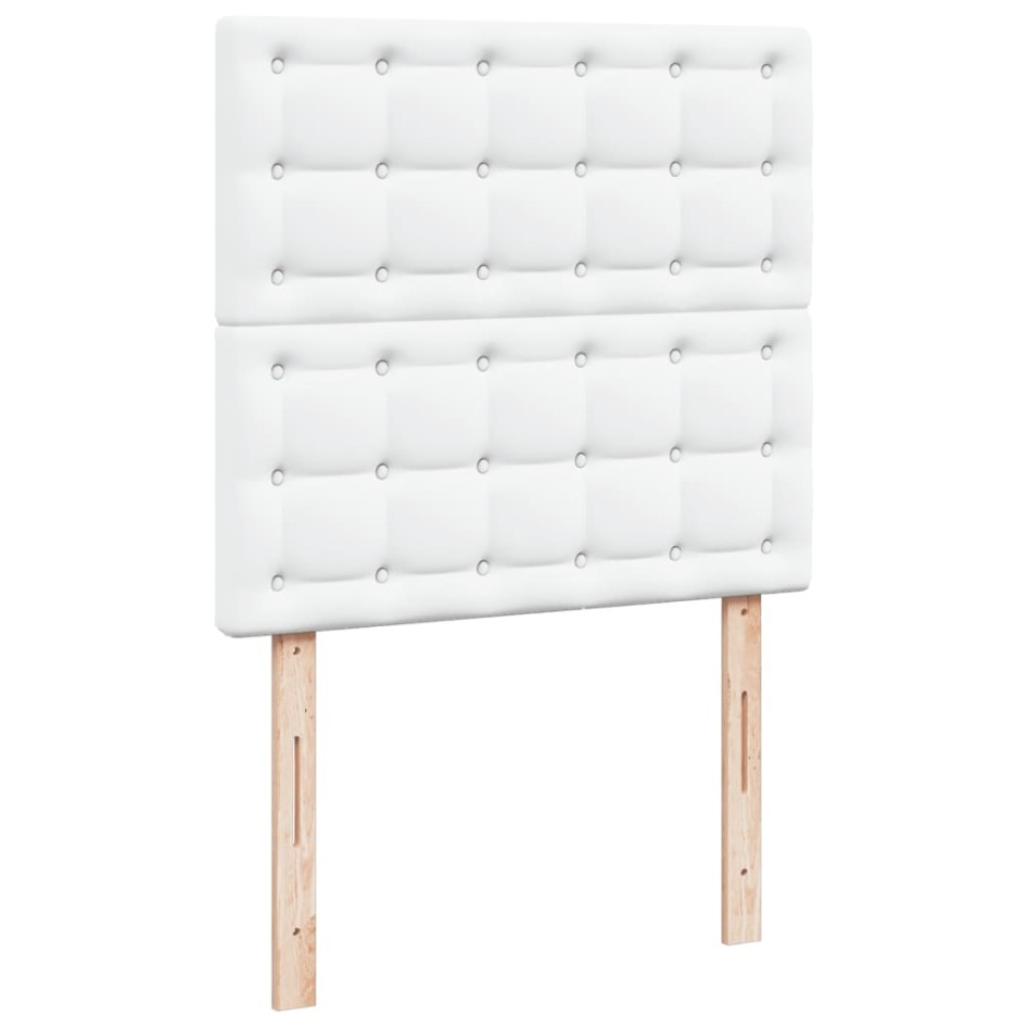 Cama box spring con colchón cuero sintético blanco 90x190