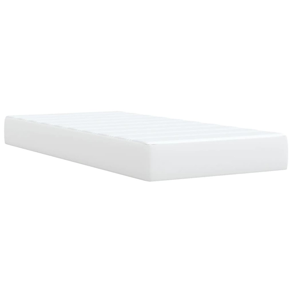 Cama box spring con colchón cuero sintético blanco 90x190