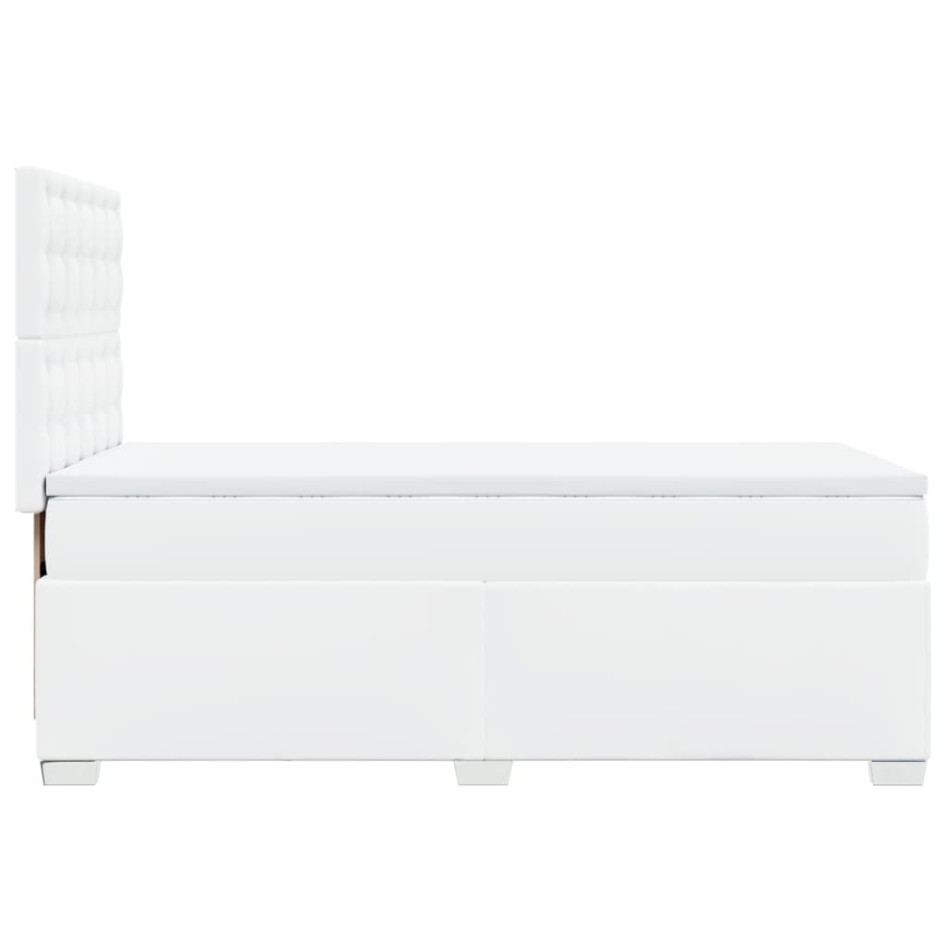 Cama box spring con colchón cuero sintético blanco 90x190