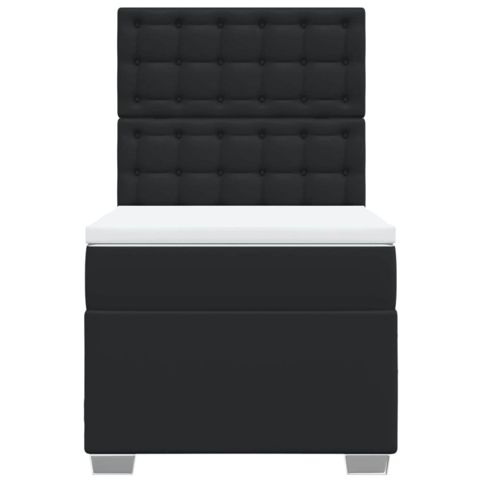 Cama box spring con colchón cuero sintético negro 100x200