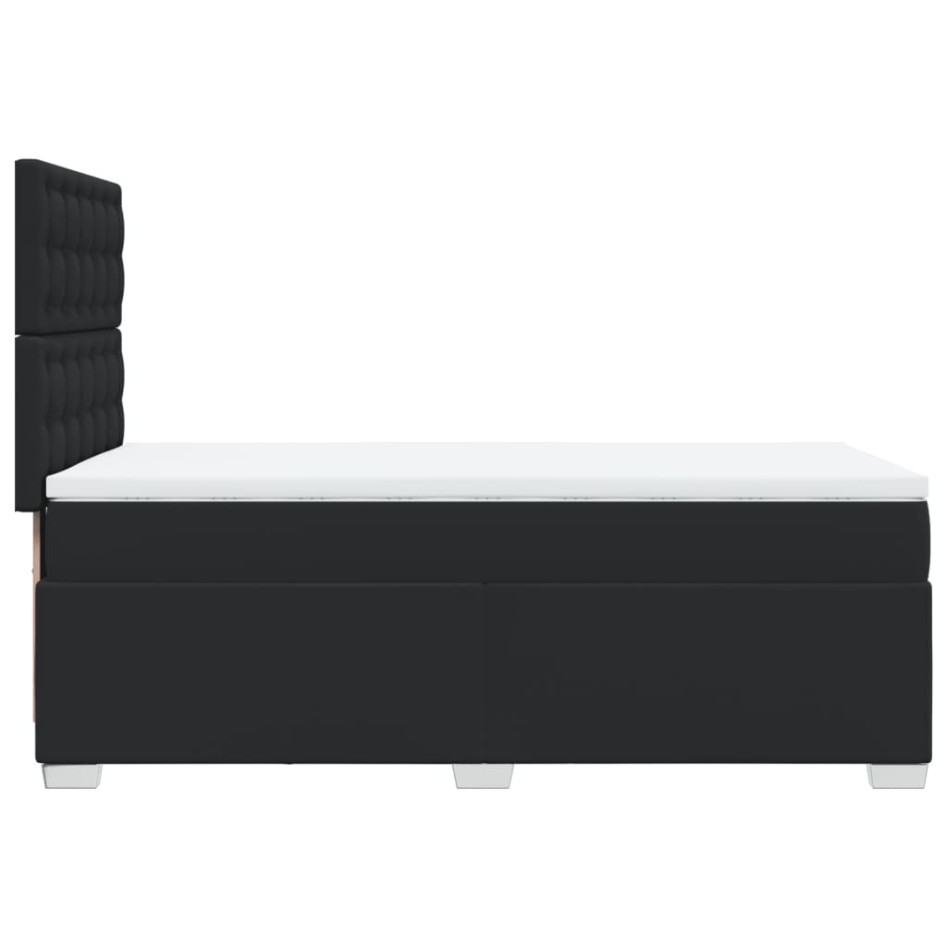 Cama box spring con colchón cuero sintético negro 100x200