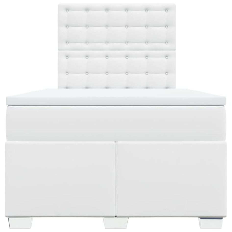 Cama box spring con colchón cuero sintético blanco 120x200