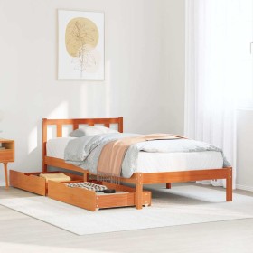 Estructura de cama sin colchón madera maciza marrón 90x190