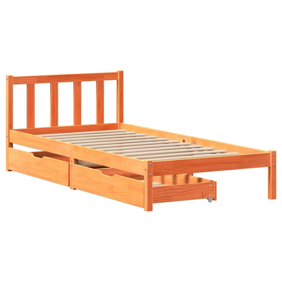Estructura de cama sin colchón madera maciza marrón 90x190