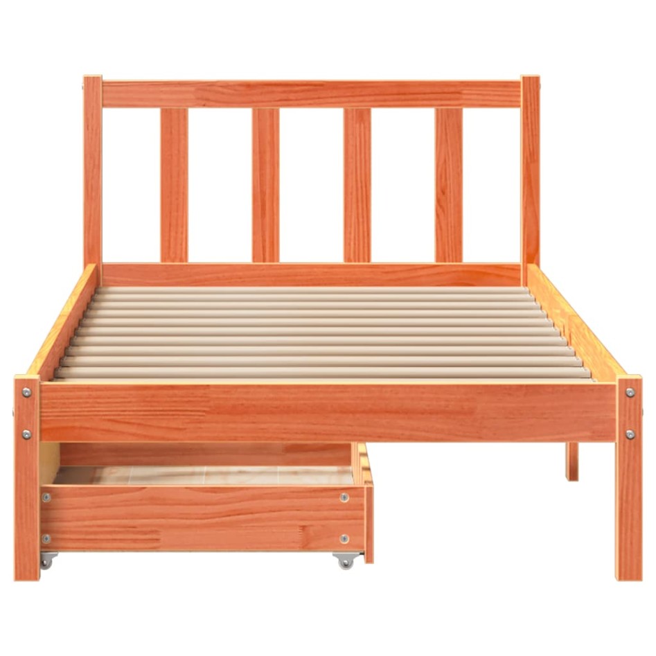 Estructura de cama sin colchón madera maciza marrón 90x190