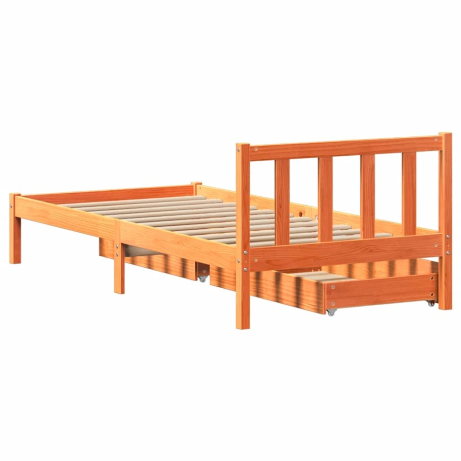 Estructura de cama sin colchón madera de pino marrón 90x200