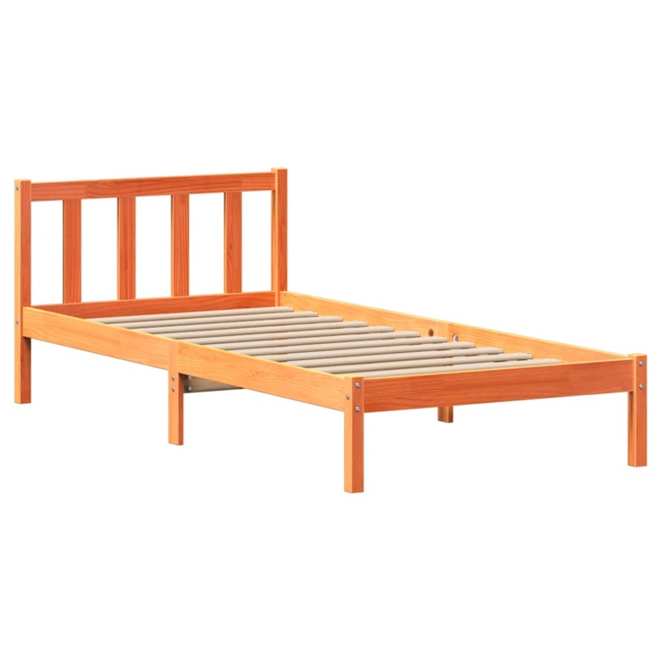 Estructura de cama sin colchón madera de pino marrón 90x200