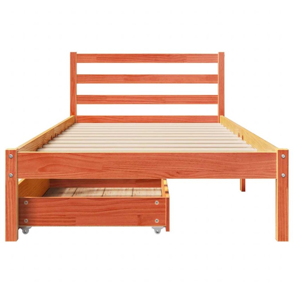 Estructura de cama sin colchón madera de pino marrón 90x200