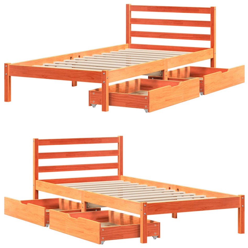 Estructura de cama sin colchón madera de pino marrón 90x200