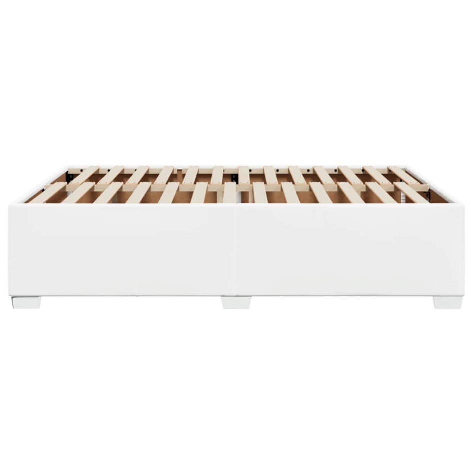 Estructura de cama sin colchón cuero sintético blanco