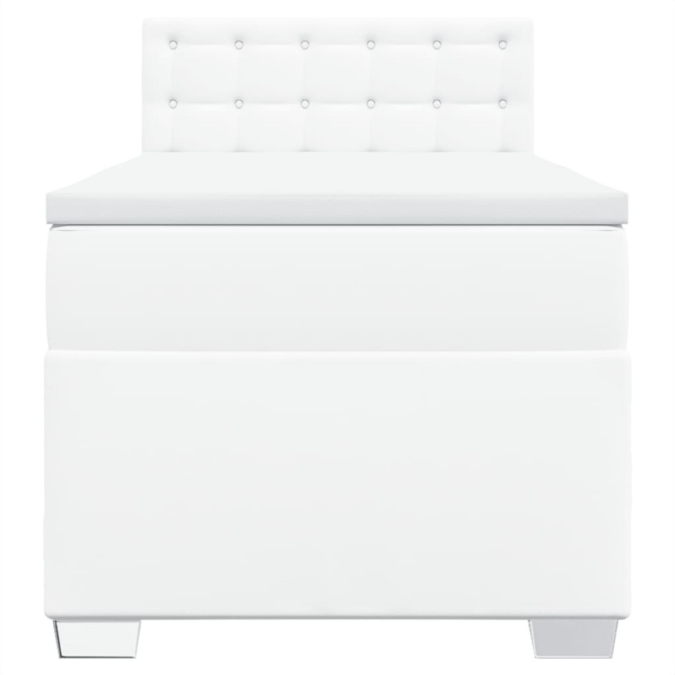 Cama box spring con colchón cuero sintético blanco 80x200