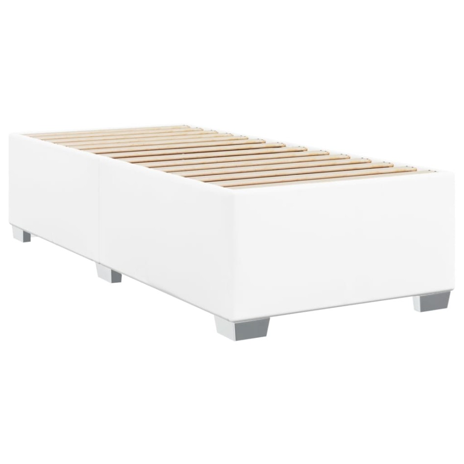 Cama box spring con colchón cuero sintético blanco 80x200