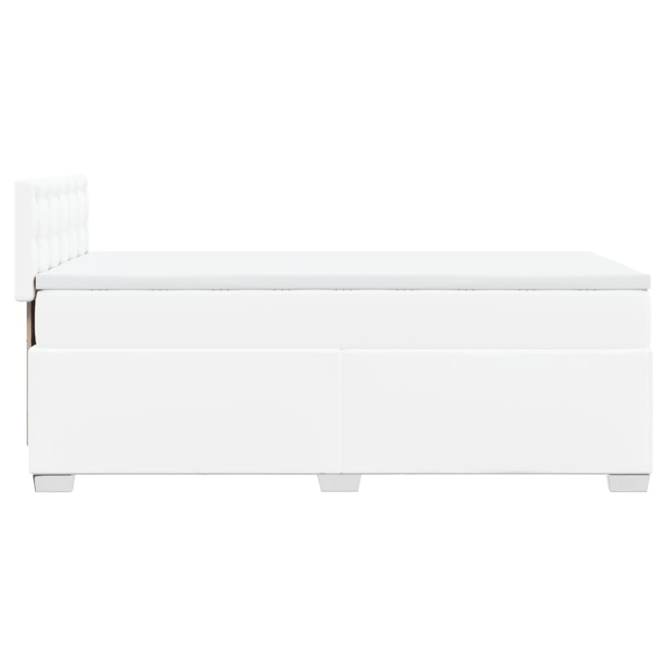 Cama box spring con colchón cuero sintético blanco 80x200