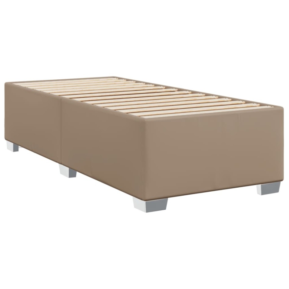 Cama box spring con colchón cuero sintético capuchino