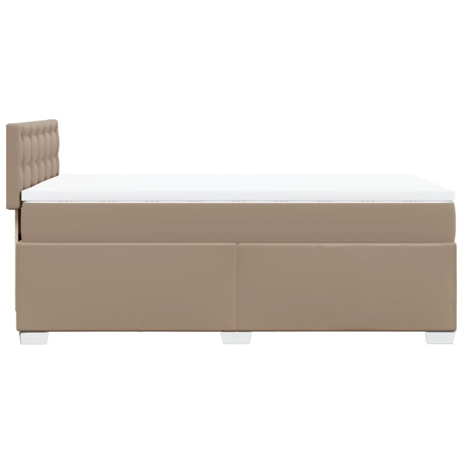 Cama box spring con colchón cuero sintético capuchino