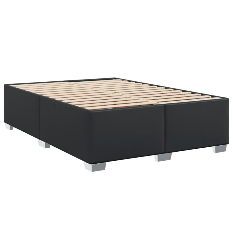 Cama box spring con colchón cuero sintético negro