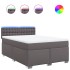 Cama box spring con colchón cuero sintético gris 140x200