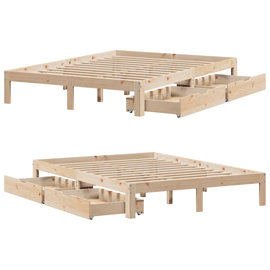 Estructura cama con cajones madera de pino maciza 140x200