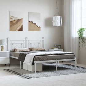 Estructura cama sin colchón con cabecero metal blanco