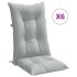 Cojines para silla respaldo alto 6 uds tela gris claro