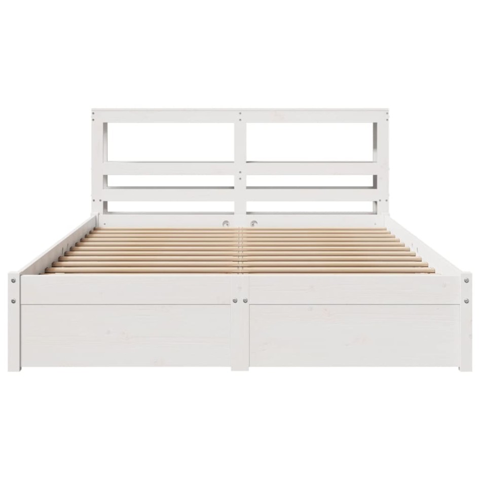 Estructura de cama con cabecero sin colchón blanco 160x200