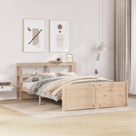 Estructura de cama con cabecero madera de pino blanco