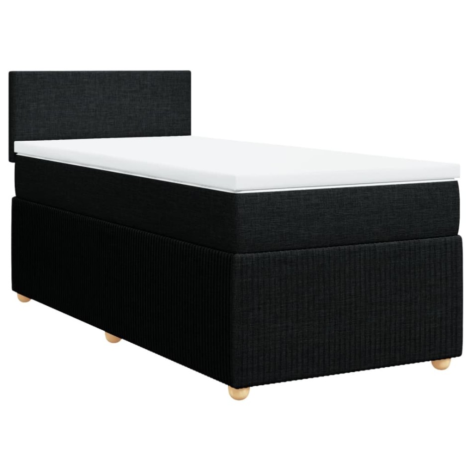 Cama box spring con colchón tela negro 80x200
